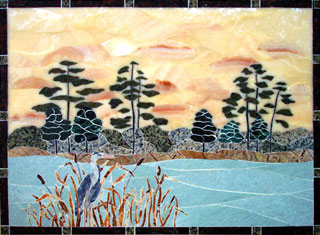 Lake with Heron Mural - 37 x 27